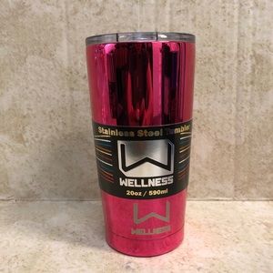 Travel tumbler electroplated finish hot pink